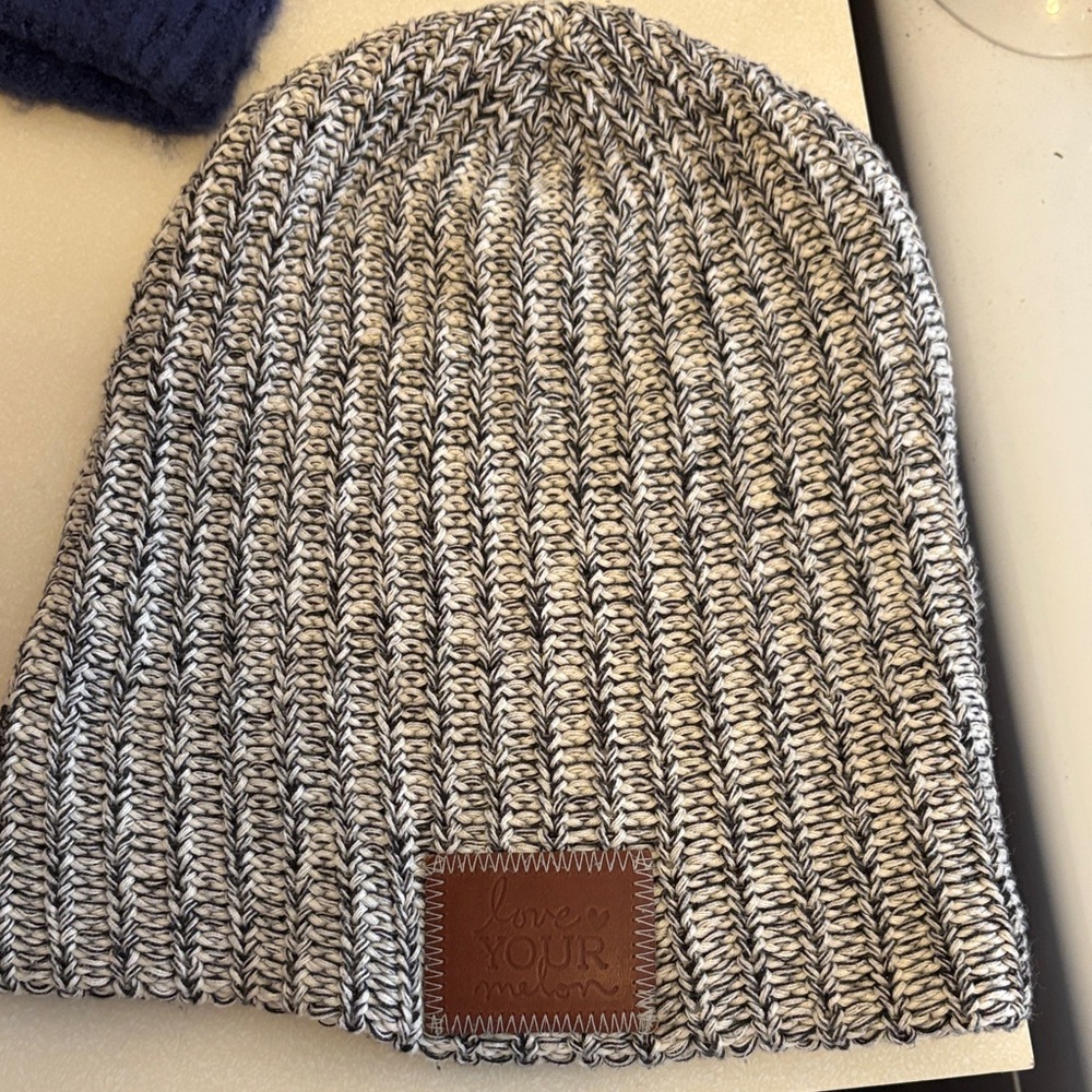 Love Your Melon Black and White Knit Beanie